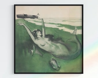 Vintage Green Mermaid Poster (Digital Download)