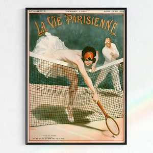 La Vie Parisienne Tennis Player Cover | Printable Art Nouveau, tennis print, vintage poster, French poster, women in sport, pinup girl, art