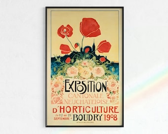 Vintage Flower Market Poster | Rainbow Floral Art Print (Digital Download)