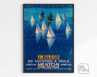 Vintage Yachting Event Poster | Download Vintage Sailing Poster, Retro Sailing Art Print, Art Deco Sailing Poster, Art Deco Nautical Print