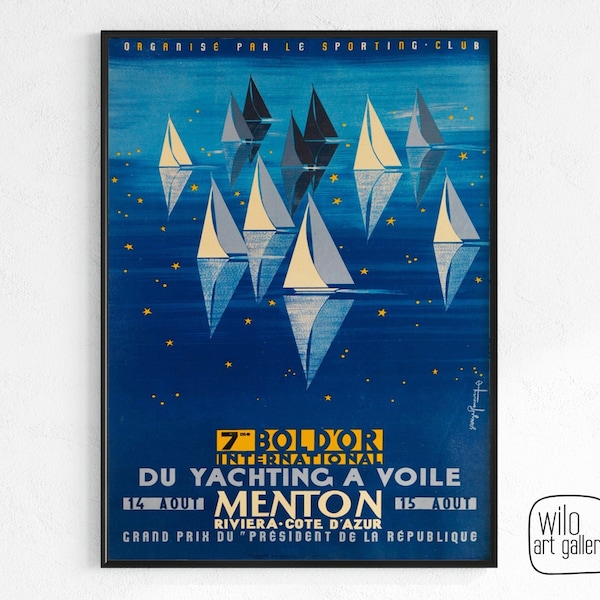 Vintage Yachting Event Poster | Download Vintage Sailing Poster, Retro Sailing Art Print, Art Deco Sailing Poster, Art Deco Nautical Print