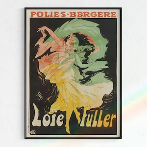 Vintage Loeie Fuller Poster, Folies Bergere | Printable Art Nouveau, 1920s aesthetic, Vintage Dance Print, Dance Art, vintage posters, Paris