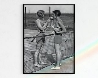 Vintage Photo of Girls Playing Tennis | Vintage Smoke Break Poster (Digital Download)