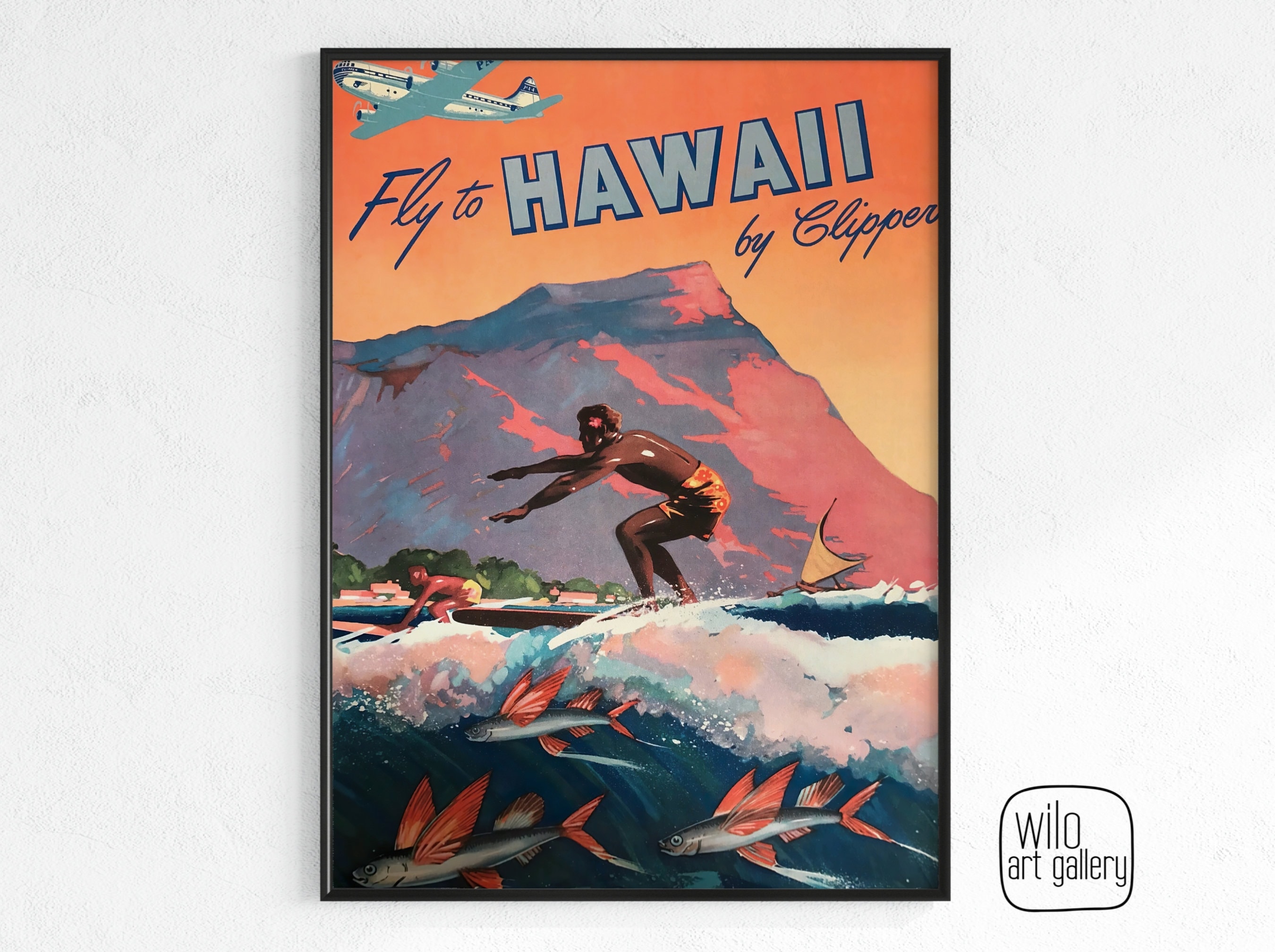 HAWAII ポスター ハワイアンコアウッド 額装あり アザラシ