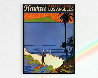 Retro Hawaii Surfing Poster | Mid-Century Modern Reisekunst (Digitaler Download)