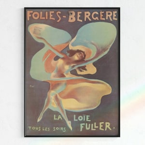 Cartel vintage de Loeie Fuller, Folies Bergere / Art Nouveau imprimible, estética de la década de 1920, Vintage Dance Print, Dance Art, carteles vintage, París