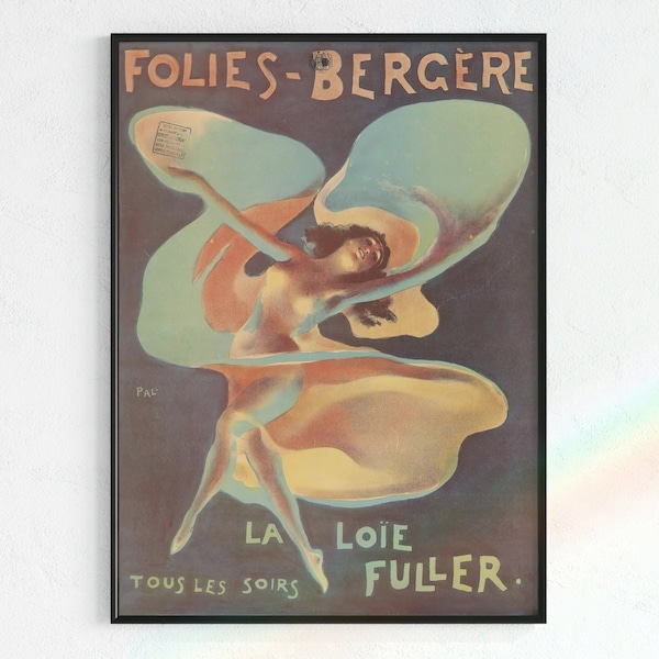 Vintage Loeie Fuller Poster, Folies Bergere | Printable Art Nouveau, 1920s aesthetic, Vintage Dance Print, Dance Art, vintage posters, Paris