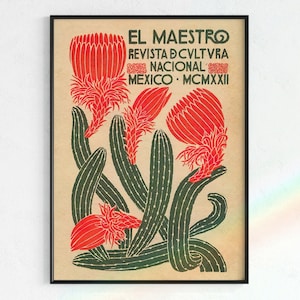 El Maestro Mexikanische Vintage Zeitschrift, mexikanischer Kaktus Poster | Digitaler Download, Kaktus Poster zum ausdrucken, Kaktus Kunst, Vintage Plakat, Revista