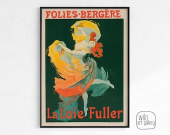 Vintage Loie Fuller Poster, Folies Bergere | Printable Art Nouveau, 1920s aesthetic, Vintage Dance Print, Dance Art, vintage posters, Paris
