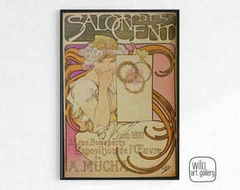 Alphonse Mucha Art Nouveau Poster | Pink Art Print (Digital Download)