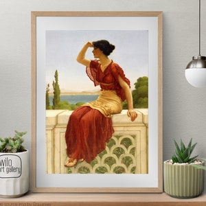 Preraphaelite Painting &quot;The Signal&quot; by John William Godward | Digital Download, preraphaelite art print, preraphaelite reproduction painting