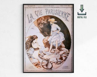 La Vie Parisienne Mermaid Art Nouveau Print with Sapphic Themes (Digital Download)