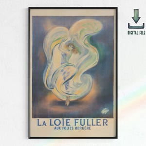 Vintage Loie Fuller Poster, Folies Bergere | Jugendstil, 1920er Jahre Ästhetik, Vintage Dance Print, Tanzkunst, vintage posters, Paris