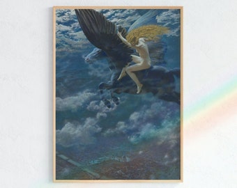 ワルキューレとペガサスの油絵：キンドリー・グローブによる