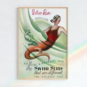 Art Deco Mermaid Print, Vintage Swimsuit Ads | Direct Download, Mermaid Art, Mermaid Posters, Vintage Mermaid Art Prints, Affiche de Sírene