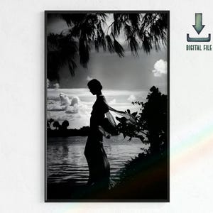 Beautiful Black and White Photograph of a Woman&#39;s Silhouette by Toni Frissell | Digital Download, Vintage Photography, Bedroom Art, Posters