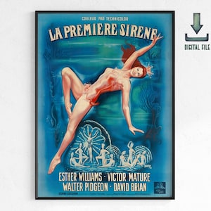 La Siréne Vintage Movie Poster | ~Digital Download~, Vintage Metro-Goldwyn-Mayer Ad, Retro Movie Premiere Print, Mermaid Movie Poster