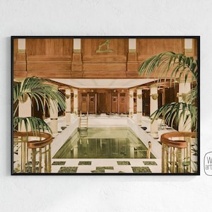 Art Deco Schwimmbad Druck | Digitaler Download, La Piscíne, Schwimmbad Poster, 1920er Jahre Design, Ozeandampfer Anzeige, viktorianischer Pool, piscine