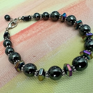 Rainbow hematite bracelet, hematite bracelet, hematite stone, gemstone jewelry,