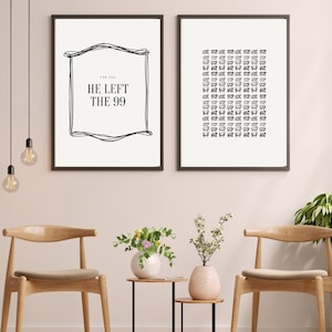 Jesus Leaves The 99 | Parable of The Lost Sheep | The Good Shepherd|  Digital Print|  Sketch|  Jesus Art|  Bible Wall Art|  Christian Faith