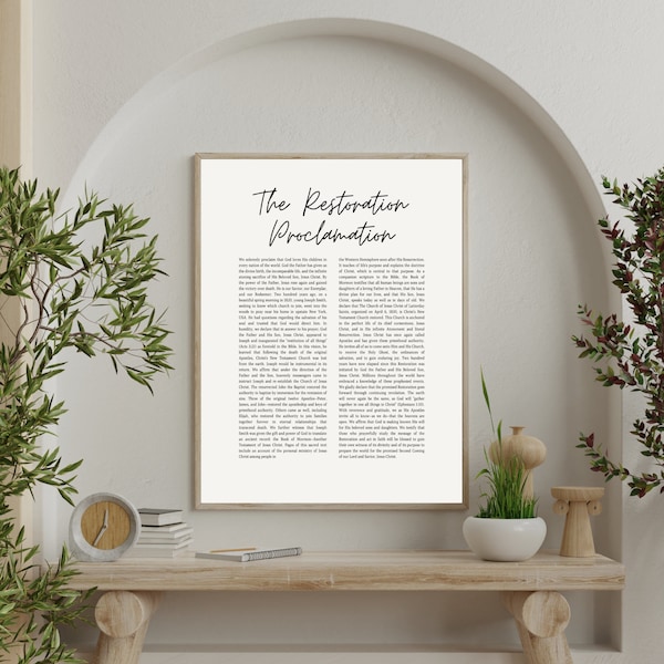 The Restoration Proclamation | Latter Day Saint | LDS wall art | Christian Wall Decor | Scripture Wall Art | Digital Print | Jesus wall art