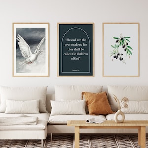 Christian Wall Art Prints: Bible Verse, Dove, Olive Branch (Digital Download)
