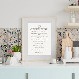 10 Commandments |Minimalist Wall Art| Christian Wall art | Christian Quotes|  art Digital Print| Black and Beige
