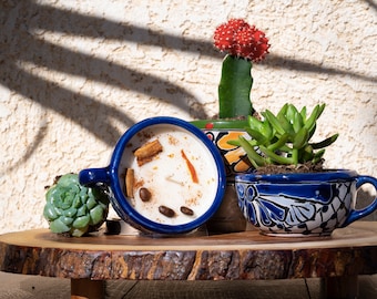 Planterito Pequeña Flor (Pumpkin Chai and our Café de Olla) lirios tradicion candle natural 4oz candles upcycled vessel gift for mothers day