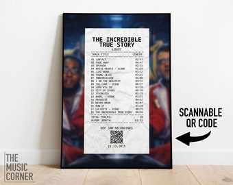 The Incredible True Story Receipt Poster Print | Scannable QR Code Music Decor | Interactive Wall Art | Logic Decor