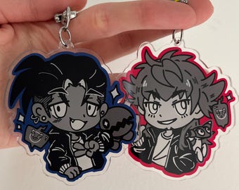 Poke Leon & Raihan Acrylic Keychains - Selfie Time | Trainers | Rotom | Kawaii Chibi Charms | PKMN