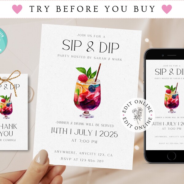 Sips and Dips Party Etsy