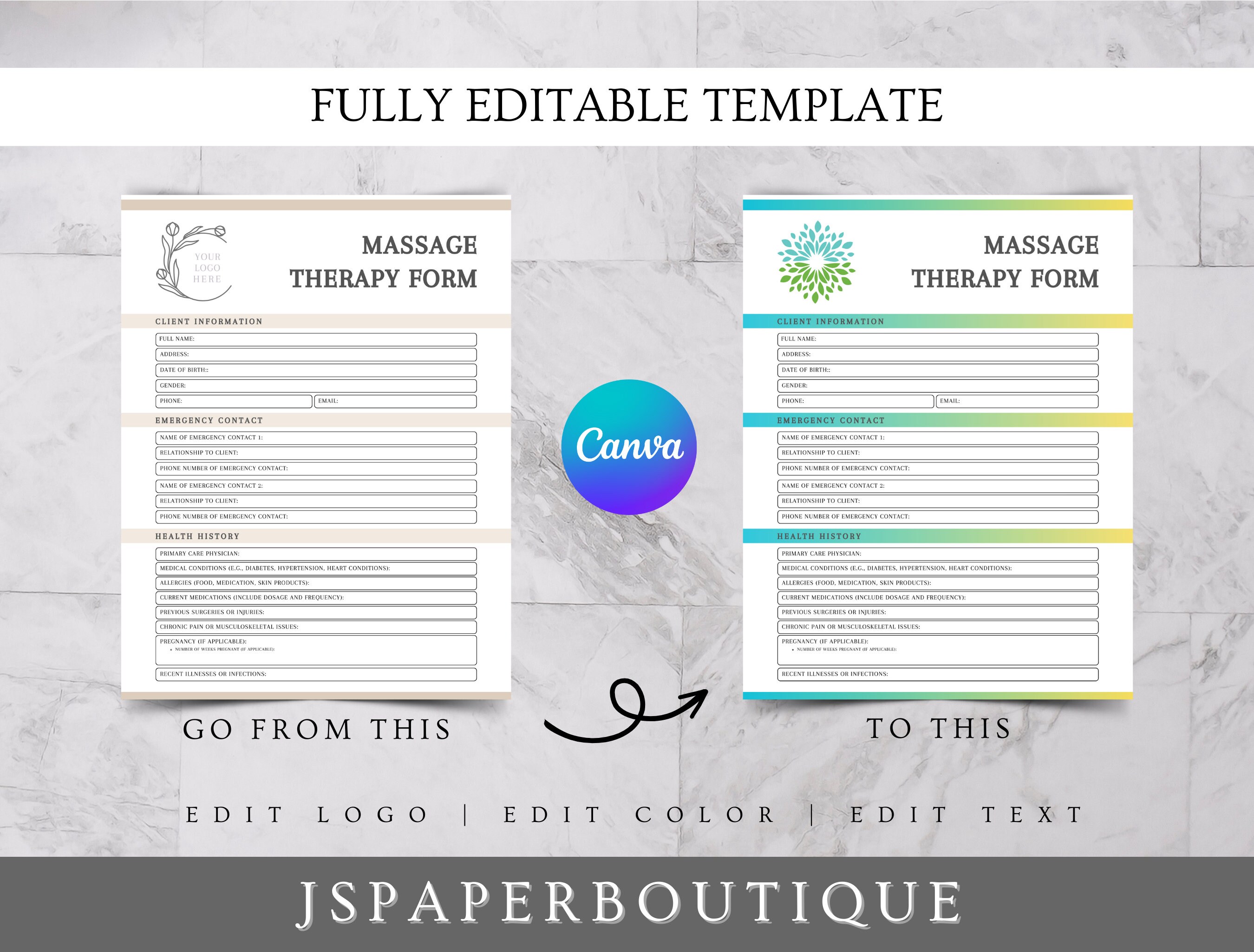 Massage Therapy Forms, Massage Intake and Consent Forms, Massage ...