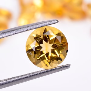 Natural Citrine Quartz Round Brilliant Cut, Citrine Loose Gemstone For Jewelry Making, Yellow Citrine Round Calibrated Size 3X3 To 10X10 mm