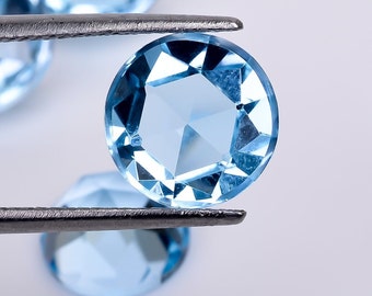 Natural Sky Blue Topaz Round Shape Rose Cut Loose Gemstone, Calibrated Size 5x5--10x10 mm