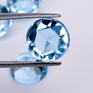 Natural Blue Topaz Round Shape Rose Cut, Sky Topaz Loose Gemstone For Jewelry Making, Faceted Cut Blue Topaz Calibrated Size 5X5--10X10 mm