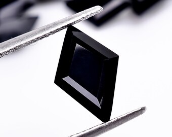 Natural Black Onyx Kite Gemstone, Faceted Cut for Jewelry Making (12x8 mm)