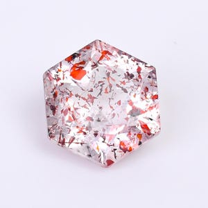 Super Seven-kwarts-edelsteen: zeshoekig geslepen lepidocrociet, 7 x 7 mm