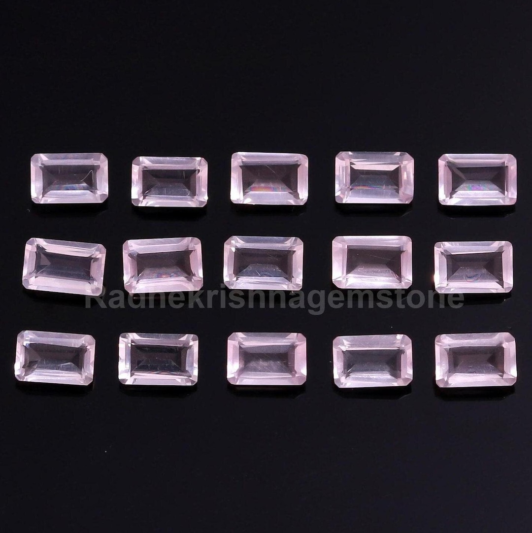 天然ピンクローズクォーツ八角形ルース宝石（5×3～14×10mm） - Etsy 日本