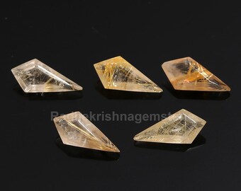 Natural Golden Rutile Quartz Kite Gemstone, Faceted Jewelry Making Stone (13X6X4mm)