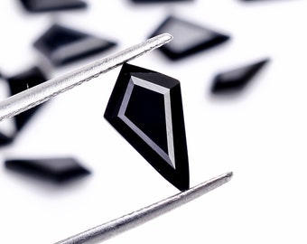 Natural Black Onyx Kite Gemstone, Faceted Loose Stone (12x7 mm)