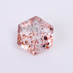 Super Seven-kwarts-edelsteen: zeshoekige melodiesteen, lepidocrociet, 7 x 7 mm