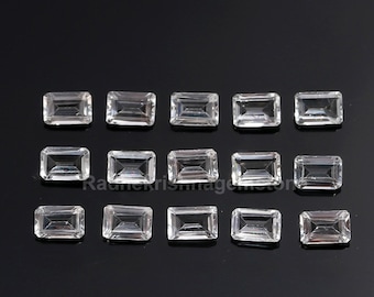 Natural White Topaz Octagon Shape Emerald Cut, Loose Gemstone For Jewelry Making, Brilliant Cut White Topaz Calibrated Size 5X3 To 14X10 mm