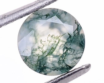 Mosagaat ronde vorm briljant geslepen gekalibreerde maat 7X7 mm natuurlijke mos losse edelsteen voor het maken van sieraden, Valentijn cadeau gekalibreerde maat,