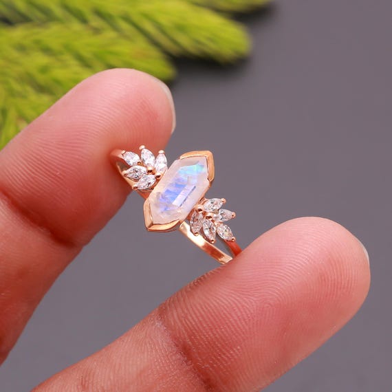 Moonstone Hexagon Shaped Ring Lucy In The Sky