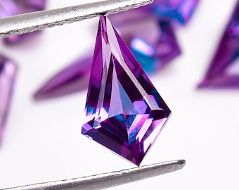 Purple Alexandrite Kite Shape Faceted Cut Stone, Loose Birthstone For Jewelry Making, Calibrated Color Changing Crystal Size 10X5 To 16X8 mm