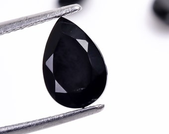 Natural Black Onyx Pear Shape Gemstone, Faceted Cut for Jewelry Making (6x4-16x12 mm)