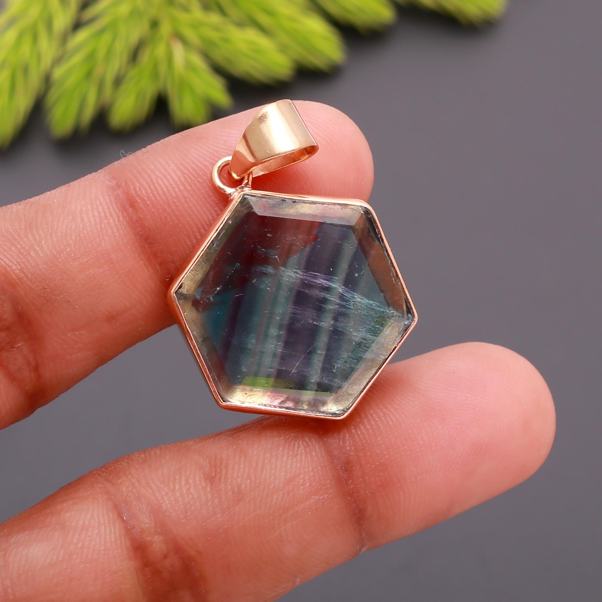 Regenbogen Fluorit Punkt Anhänger Heilung Amulett Frauen