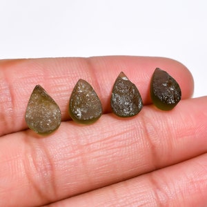 Rough Moldavite Pear Gemstone, Green Moldavite Loose Gemstone For Jewelry Making, Czech Republic Raw Moldavite Pear Calibrated Size 10X7 mm