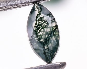 Natural Green Moss Agate Marquise Gemstone: Faceted Cut, Calibrated Size
