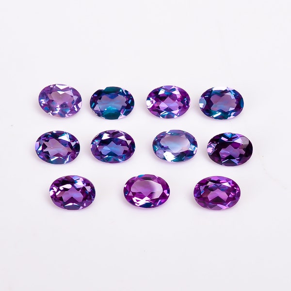 Alexandrite Oval Shape Brilliant Cut, Color Changing Loose Gemstone For Jewelry Making, 6X4 To 20X15 mm Birthday Gift Calibrated Size,